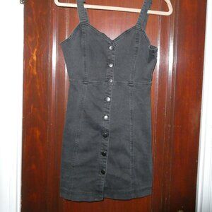 Forever 21 Black Denim Mini Dress | Button Front | Size S